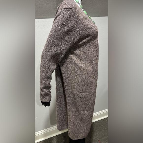 Chloe & Jasmine long sweater duster cardigan heathered brown open front medium M - Picture 5 of 7